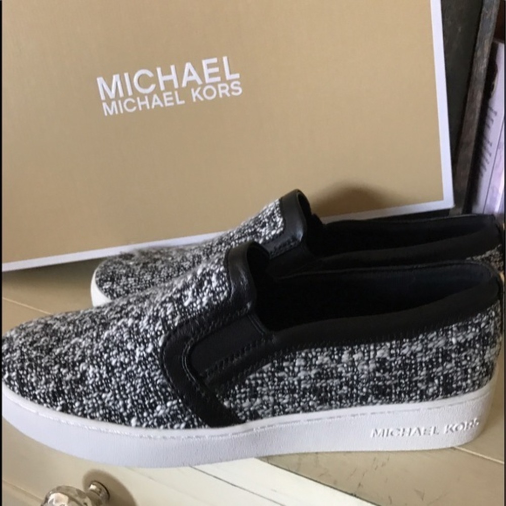 NWB Michael Kors Tweed Slip Ons 6